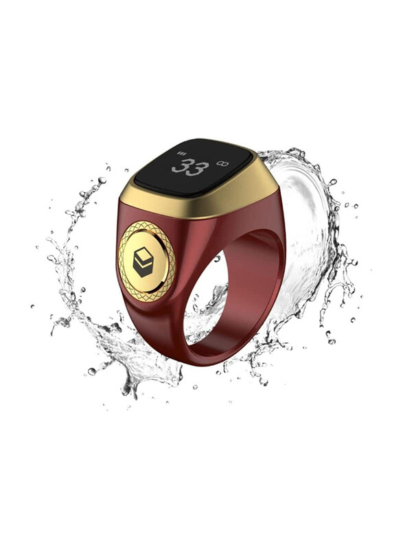 Zikr 20mm Smart Tasbih Lite Ring, Muslim Prayer, Prayer timing reminder, OLED Display Tasbeeh Counter, Smart Ring Dhikr, Waterproof, Red/Brown