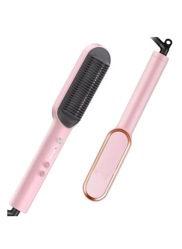 

Gennext Electric Hair Straightener Brush with Ceramic Styling Comb, Pink