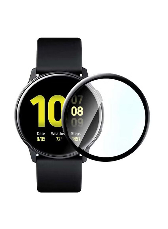 5D Full Curved Tempered Glass Screen Protector For Samsung Watch Active 2 44mm, 2-Pieces, Clear/Black