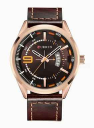Curren Analog Watch for Men with Leather Band, Water Resistant, 8295, Brown