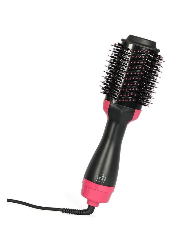 Xiuwoo Hot Air Brush 3-in-1 Straightening Brush Volumizer and Hair Dryer, Pink/Black