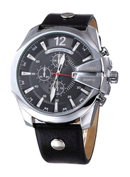 Curren Analog Watch for Men with Leather Band, Chronograph, WT-CU-8176-B#D1, Black