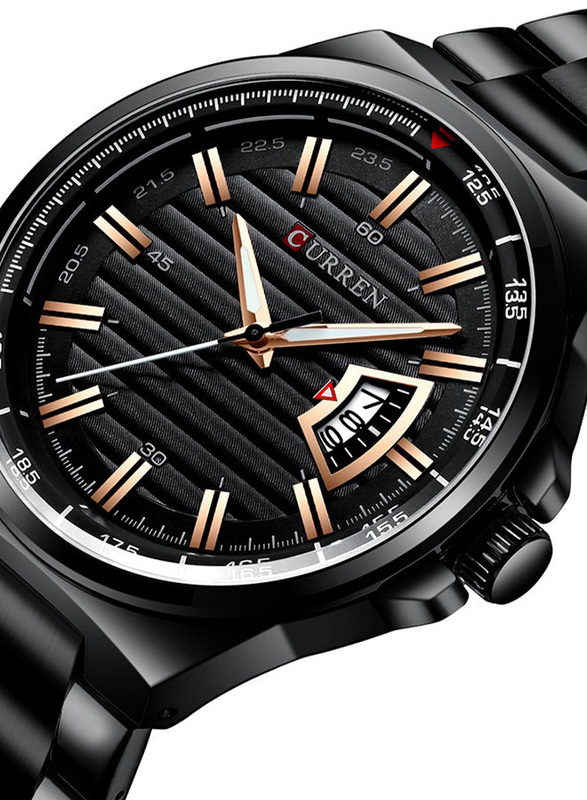 Curren Analog Unisex Watch with Metal Band, J4363B, Black