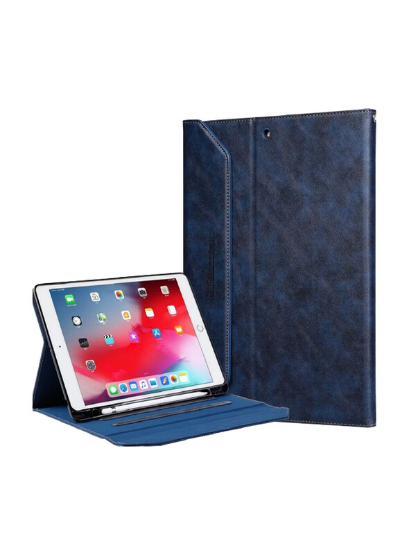 

Cat - Cot Apple iPad Pro 11 Inch 2022 Protective Premium PU Leather Stand Folio Tablet Flip Case Cover with Strap and Pen Holder, Blue