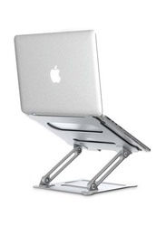 Foldable Laptop Stand Holder With Heat Vent Ergonomic Portable Aluminum Stand, Silver