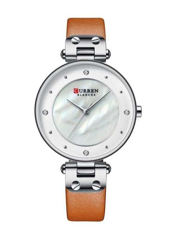 

Curren Analog Watch for Women with Leather Band, Water Resistant, J4028LBR-KM, Brown-Silver