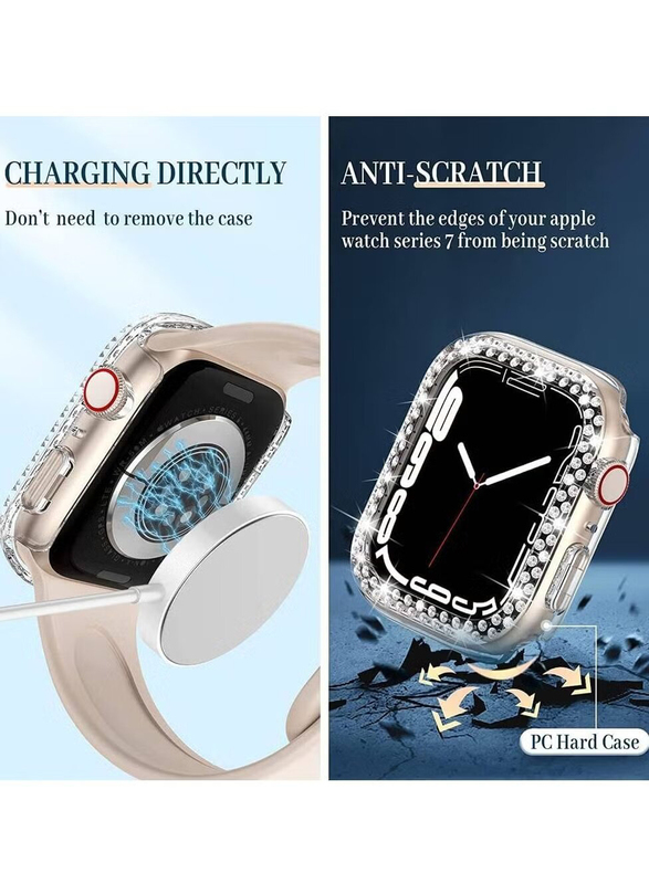 Diamond Apple Watch Shockproof Frame Cover Guard for Apple Watch 45mm, Clear