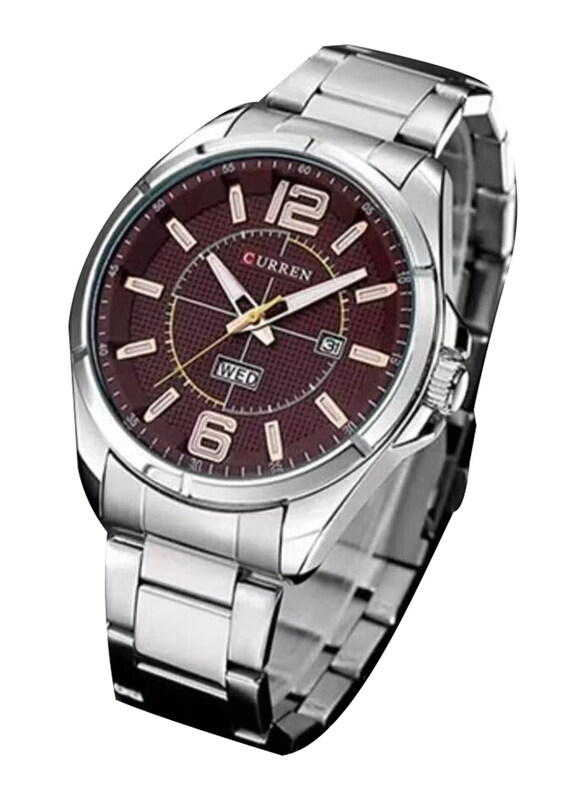 

Curren Analog Watch for Men with Stainless Steel Band, Water Resistant, 8271, Silver-Brown