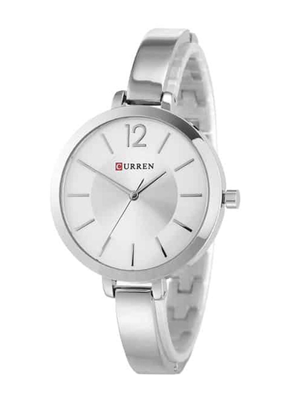 Curren Analog Watch for Women with Stainless Steel Band, Water Resistant, 9012, Silver