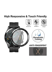 2-Piece 5D Full Curved Tempered Glass Screen Protector for Huawei GT3 Watch, 42mm, Clear/Black