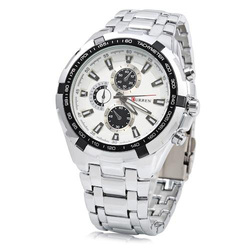Curren Analog Watch for Men with Stainless Steel Band, Water Resistant & Chronograph, 8023, Silver