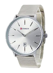 Curren Analog Watch for Women with Stainless Steel Band, Water Resistant, Cu8302SS, Silver
