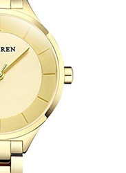 Curren Analog Watch for Women with Stainless Steel Band, Water Resistant, WT-CU-9015-GO#D2, Gold-Gold