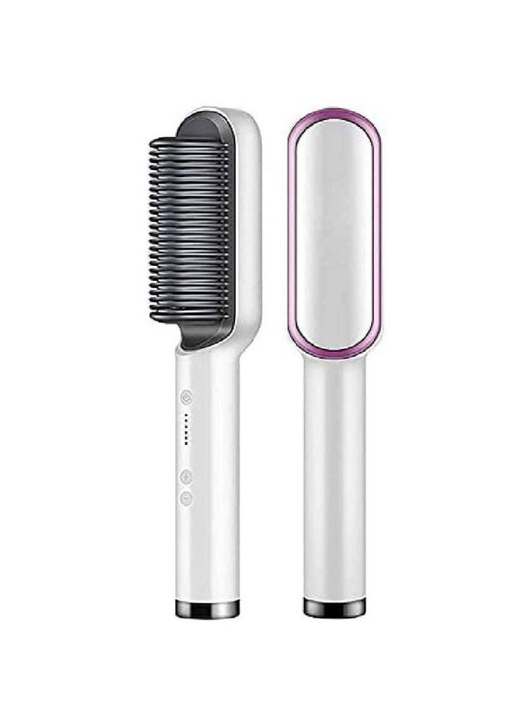 

Generic 2 in 1 Curler Professional Electric Hair Straightener Brush, White