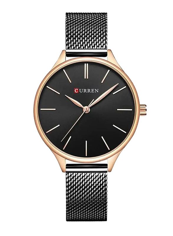 Curren Analog Watch for Women with Stainless Steel Band, Water Resistant, Black