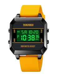 SKMEI Digital Unisex Watch with PU Leather Band, Water Resistant, 1848, Yellow-Black
