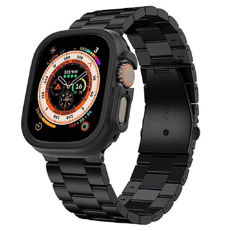 

Generic Replacement Stainless Steel Metal Strap With Case Cover For Apple Ultra Watch 49mm, Black