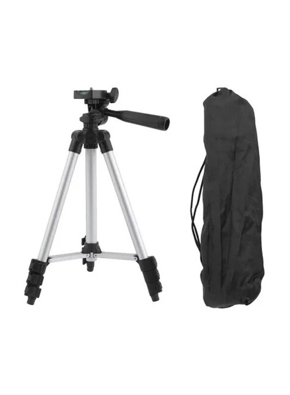 Foldable Aluminum Alloy Tripod Stand for Camera, Black/Silver