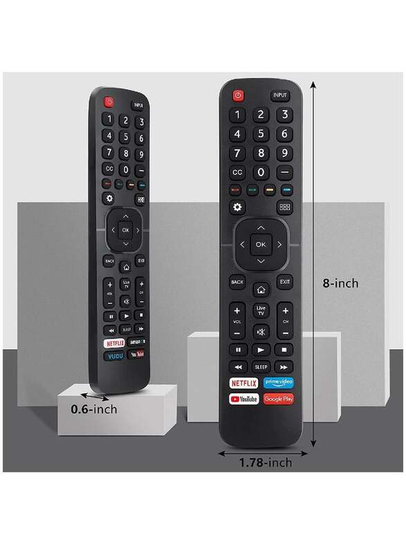 Replacement Remote Control For Hisense-Smart-TV-Remote, with Netflix, Prime Video, YouTube, Google Play Buttons Black