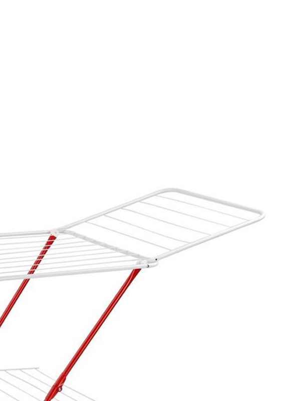 Delcasa Foldable Clothes Drying Stand with Weather Resistant Iron Frame Double Rack Cloth Stands for Drying Clothes, Red/White