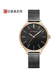 Curren Simple Luxury Branded Quartz Watch for Women with Stainless Steel Band, Water Resistant, Black-Black