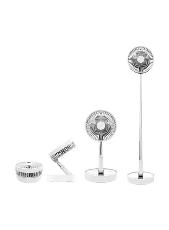 Mini Desk/Standing Travel Fan with USB Retractable Battery, Adjustable Folding Height, Suitable for Many Occasions, White