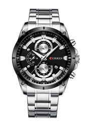 Curren Analog Watch for Men with Stainless Steel Band, Chronograph, J4064WB-KM, Silver-Black