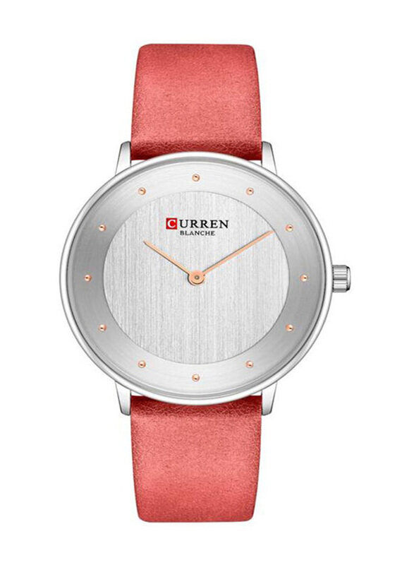 

Curren Analog Watch for Women with Leather Band, 9033, Orange-Silver