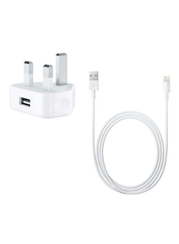 Wall Charger With Lightning To USB Data Sync Charging Cable White