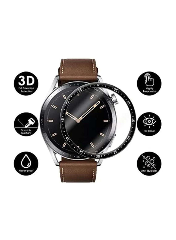 Tempered Glass Screen Protector for Huawei Watch GT3 Pro 43mm, Clear/Black