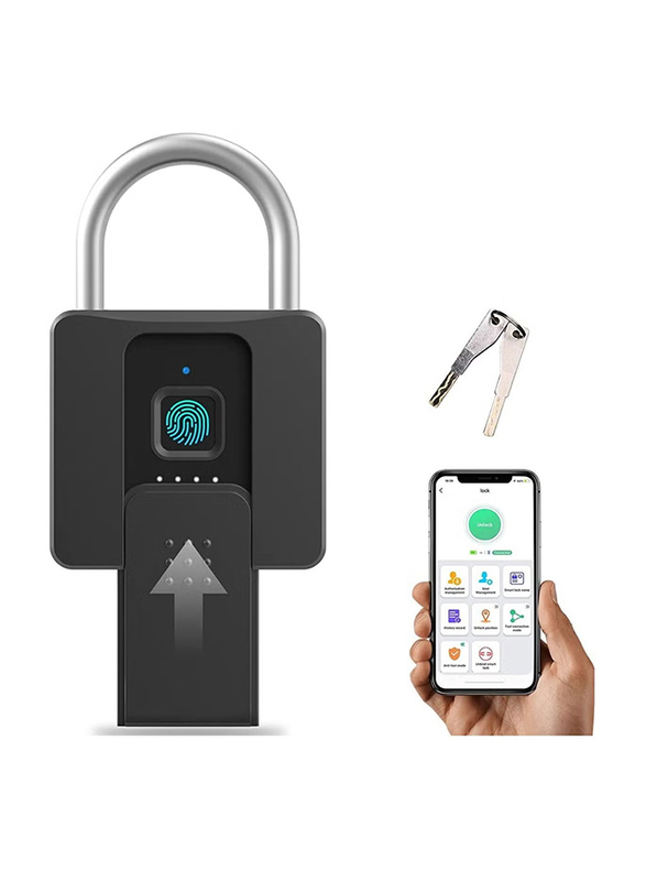 

Generic Bluetooth Fingerprint Padlock with Water Resistant, Black