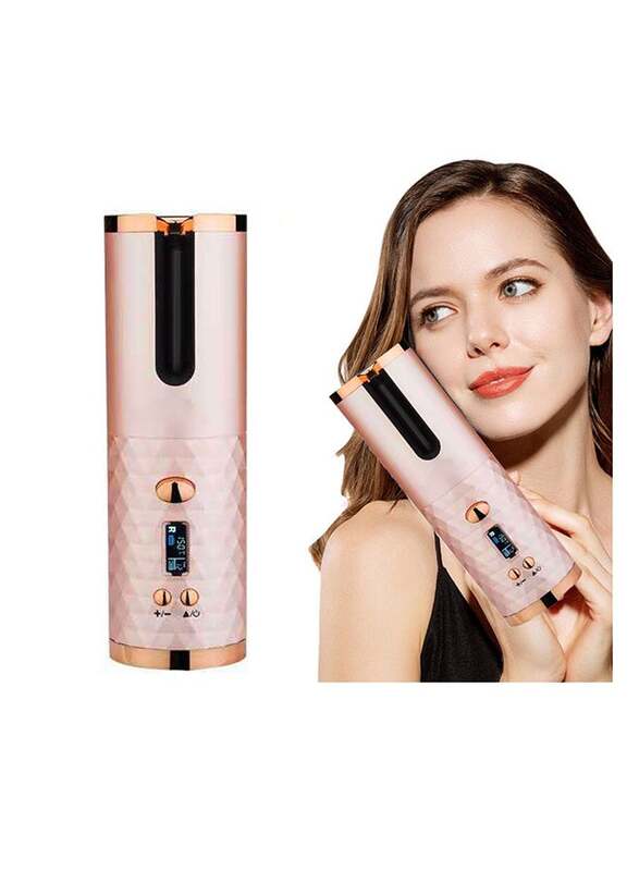 Rechargeable Wireless USB Automatic Hair Curler Rose Gold