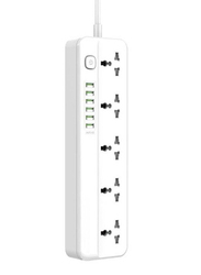 Jbq UK/UAE Plug 6 Auto ID USB Ports with 2m Extension Cord Power Extension Cord with Multi Sockets, White