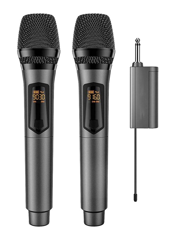 

Xiuwoo UHF Dual Portable Handheld Dynamic Karaoke Wireless Mic with Rechargeable Receiver, 2 Pieces, Black