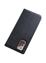 Samsung Galaxy Note 20 Leather Folio Flip Mobile Phone Case Cover, Black