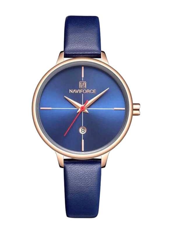 

Naviforce Analog Watch for Women with Leather Band, NF5006, Blue