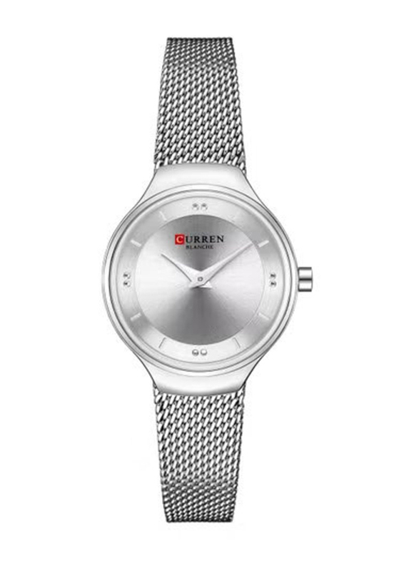 Curren Analog Watch for Women with Stainless Steel Band, Water Resistant, 9028, Silver