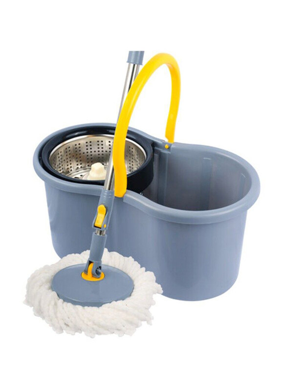 

Esqube 360 Degree Spin Steel Bowl Bucket Mop Set, Grey