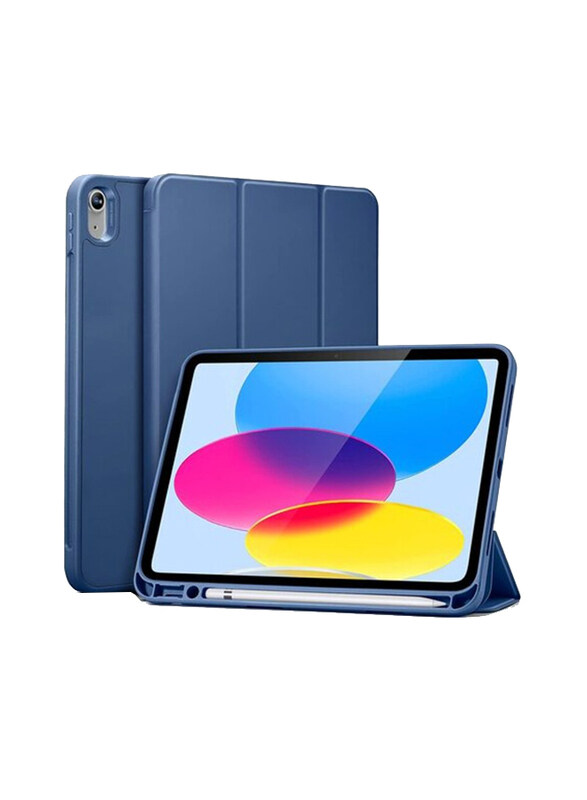 

Esr Apple iPad 10th Gen 10.9-inch 2022 Auto Sleep Wake Built-in Pencil Holder Rebound Series Flexible Trifold Stand Tablet Flip Case Cover, Navy Blue