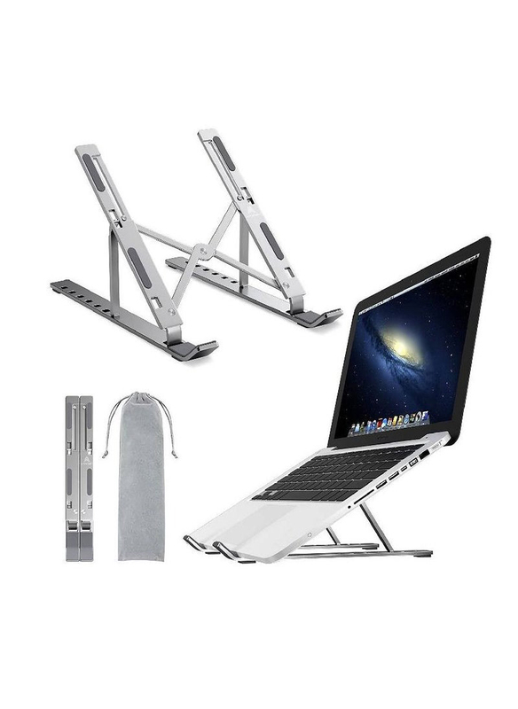 

Universal Ultra-thin Adjustable Height Foldable Computer Holder for Laptop Tablet PC, Silver