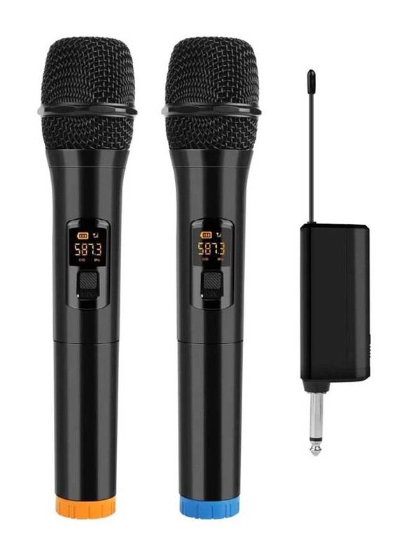 

XiuWoo UHF Dual Portable Handheld Dynamic Karaoke Wireless Microphone with Rechargeable Receiver and Cordless Karaoke System, 2 Pieces, Black