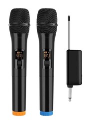 XiuWoo UHF Dual Portable Handheld Dynamic Karaoke Wireless Microphone with Rechargeable Receiver and Cordless Karaoke System, 2 Pieces, Black