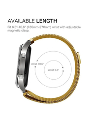 Milanese Loop Adjustable Stainless Steel Replacement Strap Bands Compatible with Samsung Gear S3 Frontier 22mm, Gold