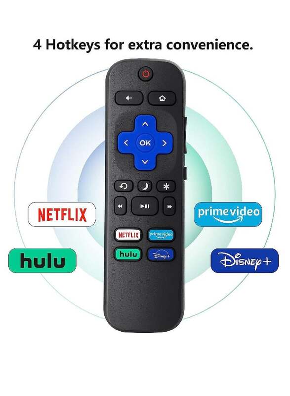 Replacement Remote Control For TCL/Hisense/Sharp Roku TV With Netflix Disney+/Hulu/Prime Video Buttons Black