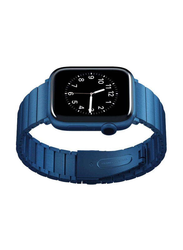 

Gennext Replacement Stainless Steel Metal Strap with Folding Clasp for Apple Watch Series 8/7/6/5/4/3/2/1 SE 45mm/44mm/42mm Ultra Watch 49mm, Blue