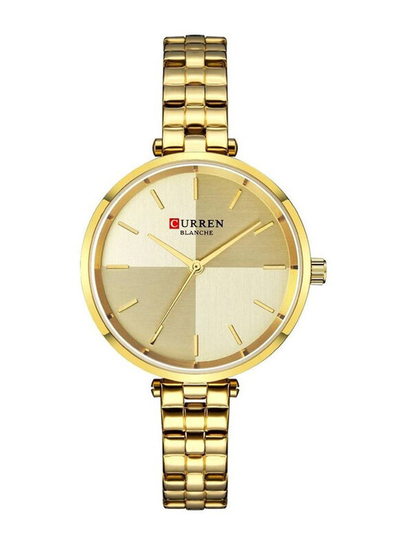 

Curren Quartz Analog Simple Style Wrist Watch for Women with Stainless Steel Band, Water Resistant, 9043, Gold