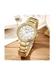 Curren Analog Watch for Women with Stainless Steel Band, Water Resistant, 9004, Gold/Silver