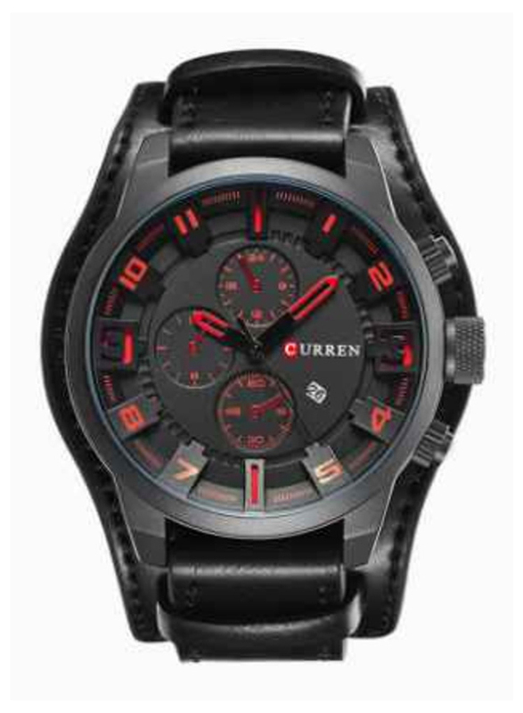 Curren Analog Watch for Men with Stainless Steel Band, Water Resistant and Chronograph, 8192, Black