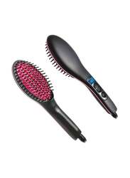 Ceramic Hair Straightener Brush Black/Pink