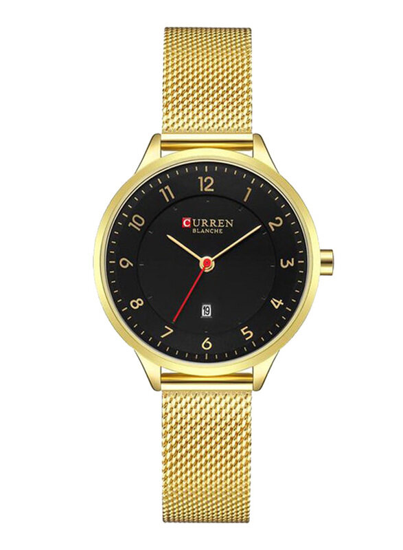 

Curren 32mm Analog Wrist Watch for Men with Stainless Steel Band, Water Resistant, 9035B, Gold-Black